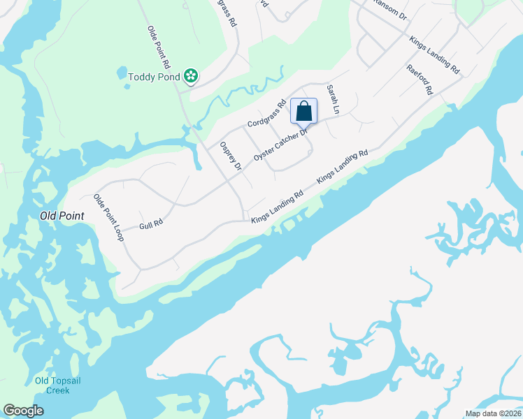 map of restaurants, bars, coffee shops, grocery stores, and more near 1946 Kings Landing Road in Hampstead