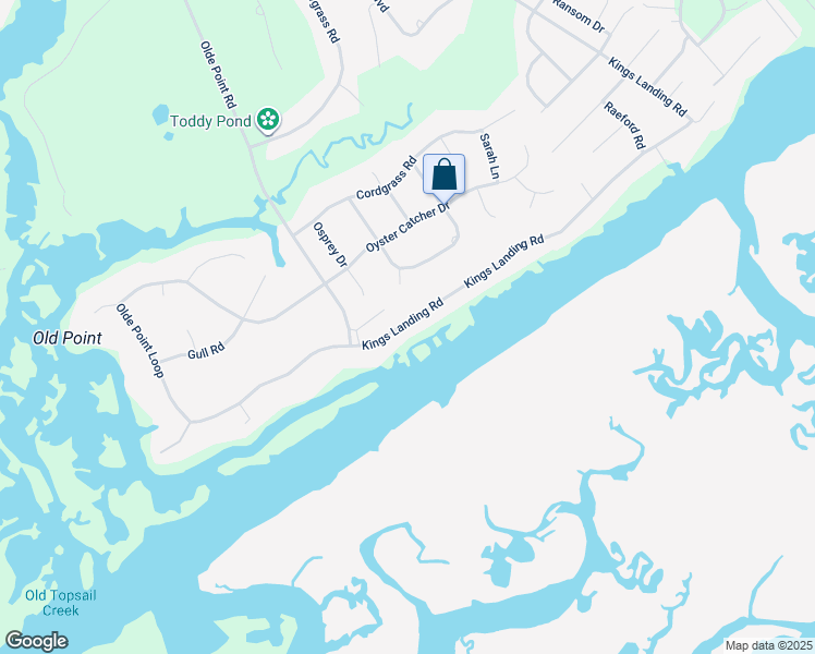 map of restaurants, bars, coffee shops, grocery stores, and more near 1547 Kings Landing Road in Hampstead