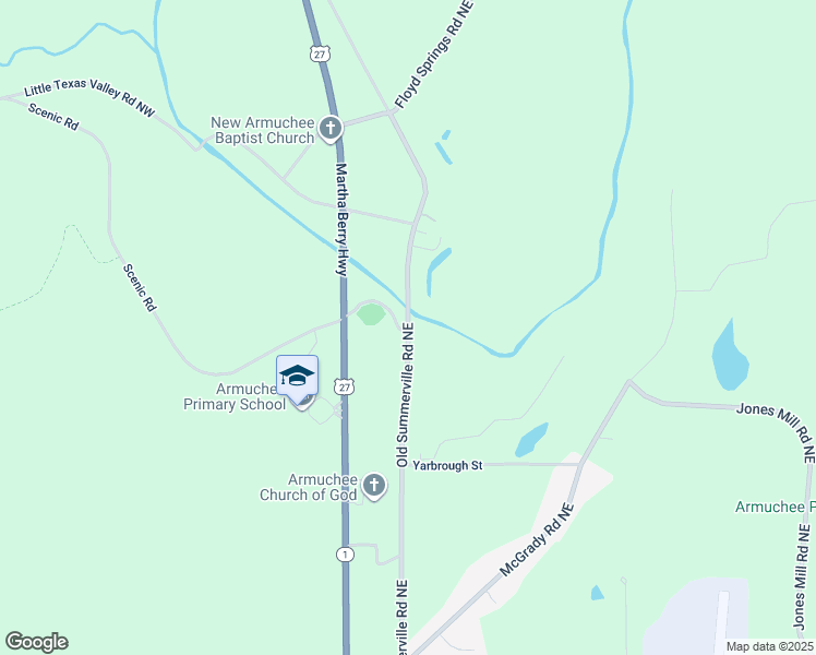 map of restaurants, bars, coffee shops, grocery stores, and more near 2524 Old Summerville Road in Rome