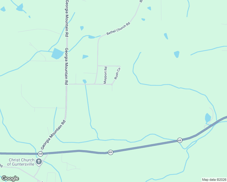 map of restaurants, bars, coffee shops, grocery stores, and more near 49 Rush Lane in Guntersville