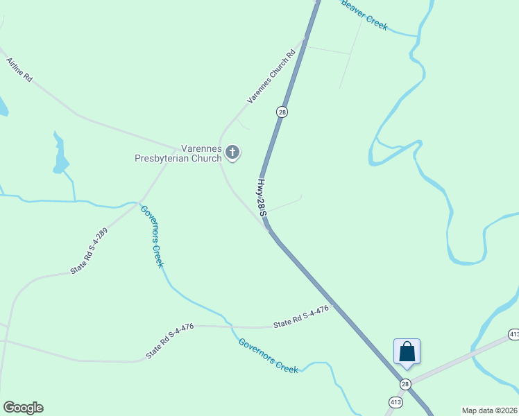 map of restaurants, bars, coffee shops, grocery stores, and more near 533 Varennes Church Road in Iva