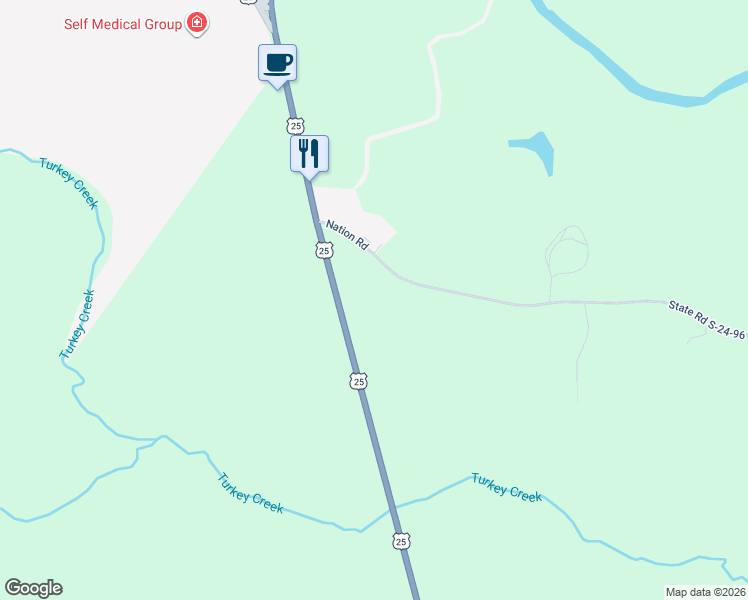 map of restaurants, bars, coffee shops, grocery stores, and more near 7408 U.S. 25 in Hodges