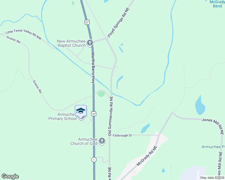 map of restaurants, bars, coffee shops, grocery stores, and more near 2601 Old Summerville Road in Armuchee