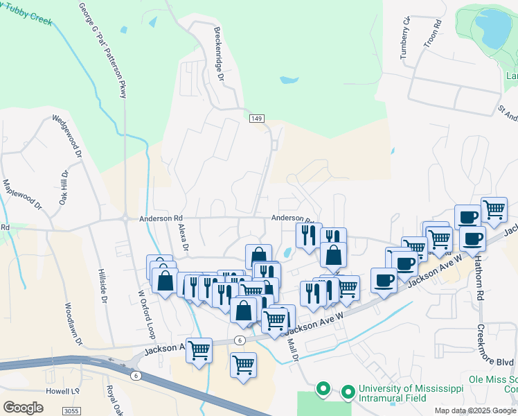 map of restaurants, bars, coffee shops, grocery stores, and more near 110 Anchorage Road in Oxford