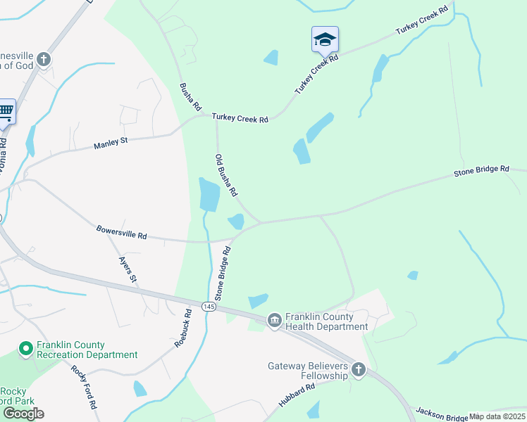 map of restaurants, bars, coffee shops, grocery stores, and more near 7280 Stone Bridge Road in Carnesville