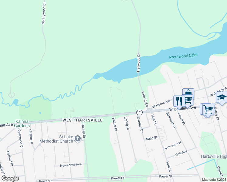 map of restaurants, bars, coffee shops, grocery stores, and more near 139 Erwin Road in Hartsville