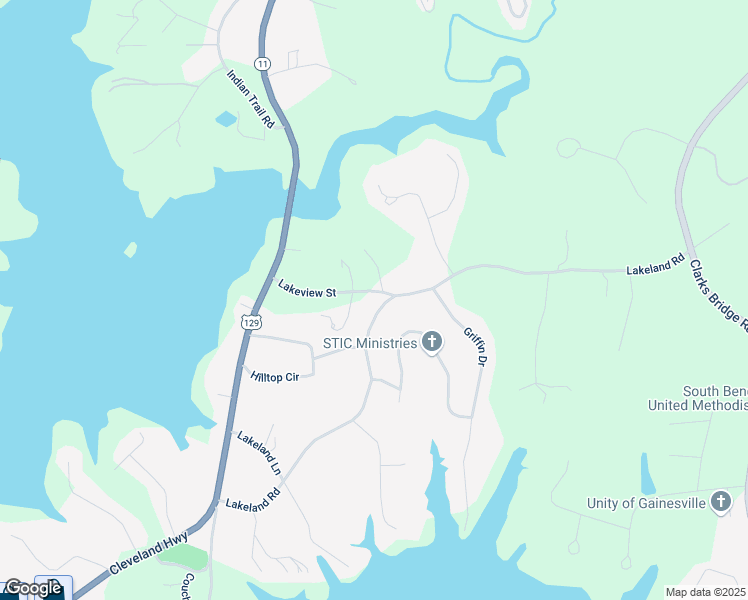 map of restaurants, bars, coffee shops, grocery stores, and more near 3455 Lakeland Road in Gainesville