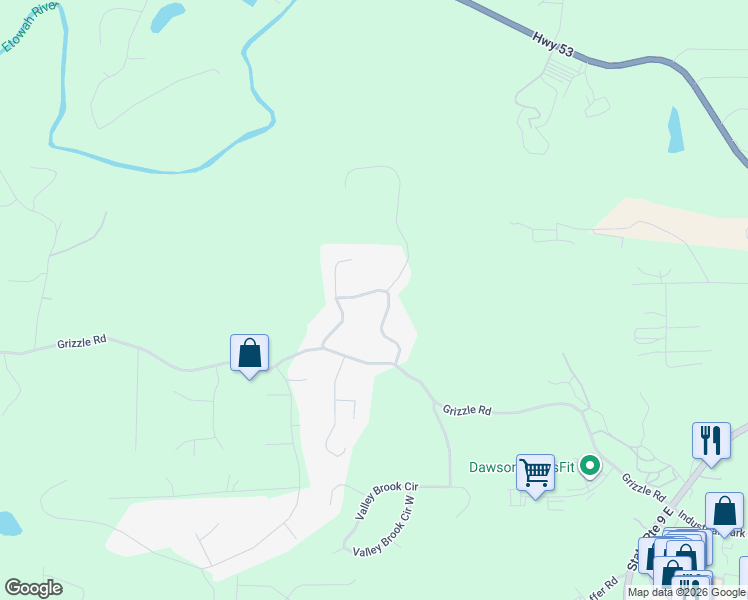 map of restaurants, bars, coffee shops, grocery stores, and more near 37 Wood Valley Trace in Dawsonville