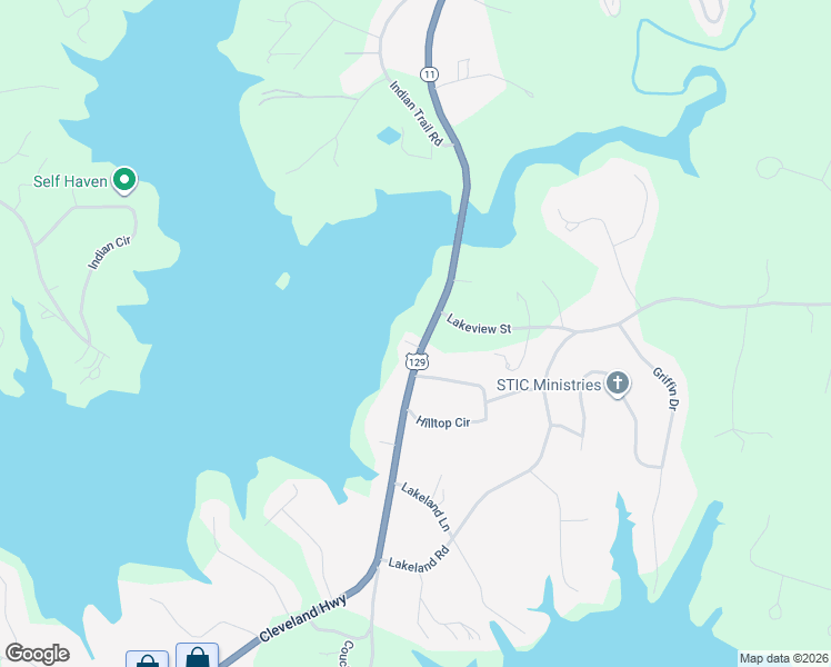 map of restaurants, bars, coffee shops, grocery stores, and more near 3283 Cleveland Highway in Gainesville