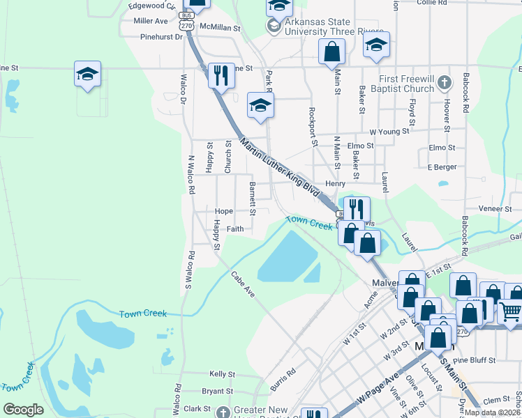 map of restaurants, bars, coffee shops, grocery stores, and more near 1027 Hope Court in Malvern