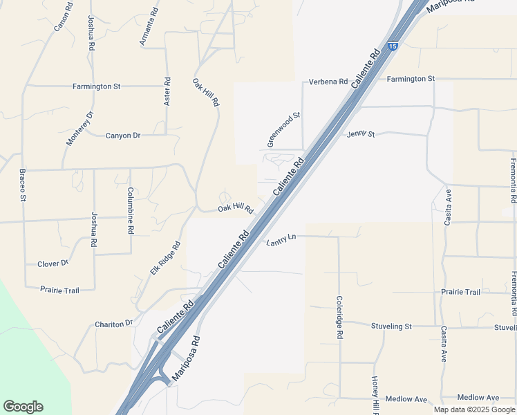 map of restaurants, bars, coffee shops, grocery stores, and more near Caliente Road in Hesperia