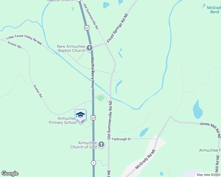 map of restaurants, bars, coffee shops, grocery stores, and more near 2601 Old Summerville Road in Armuchee