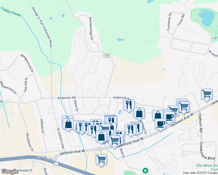 map of restaurants, bars, coffee shops, grocery stores, and more near 110 Anchorage Road in Oxford