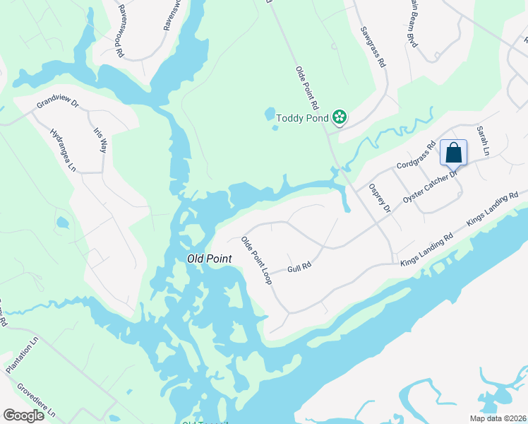map of restaurants, bars, coffee shops, grocery stores, and more near 218 Olde Point Road in Hampstead