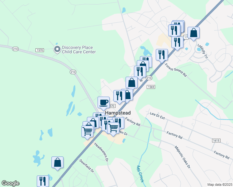map of restaurants, bars, coffee shops, grocery stores, and more near 58 College Road in Hampstead