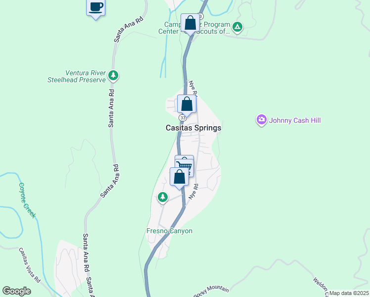 map of restaurants, bars, coffee shops, grocery stores, and more near 8843 North Ventura Avenue in Ventura
