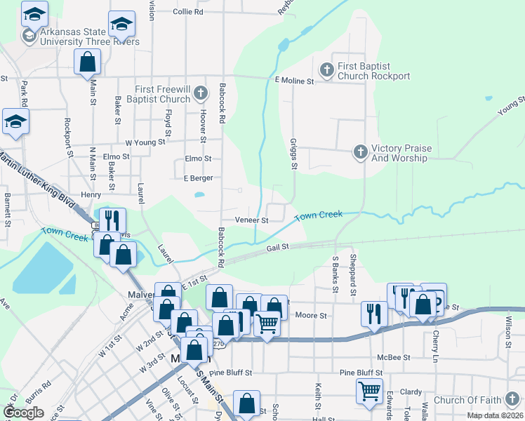 map of restaurants, bars, coffee shops, grocery stores, and more near 245 Veneer Street in Malvern