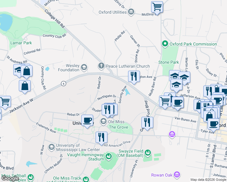 map of restaurants, bars, coffee shops, grocery stores, and more near in Oxford