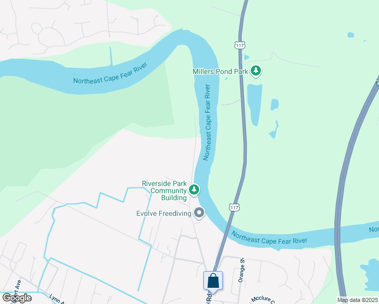 map of restaurants, bars, coffee shops, grocery stores, and more near Old Bridge Site Road in Castle Hayne