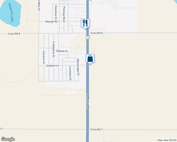 map of restaurants, bars, coffee shops, grocery stores, and more near 2644 South Prince Street in Clovis