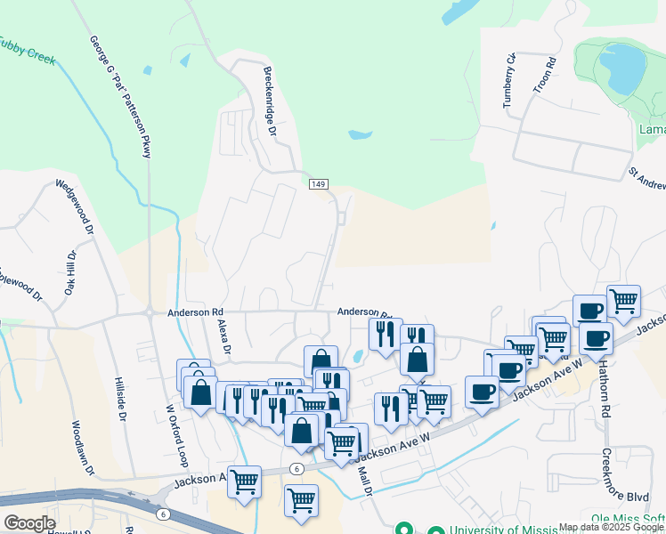 map of restaurants, bars, coffee shops, grocery stores, and more near 120 Anchorage Road in Oxford