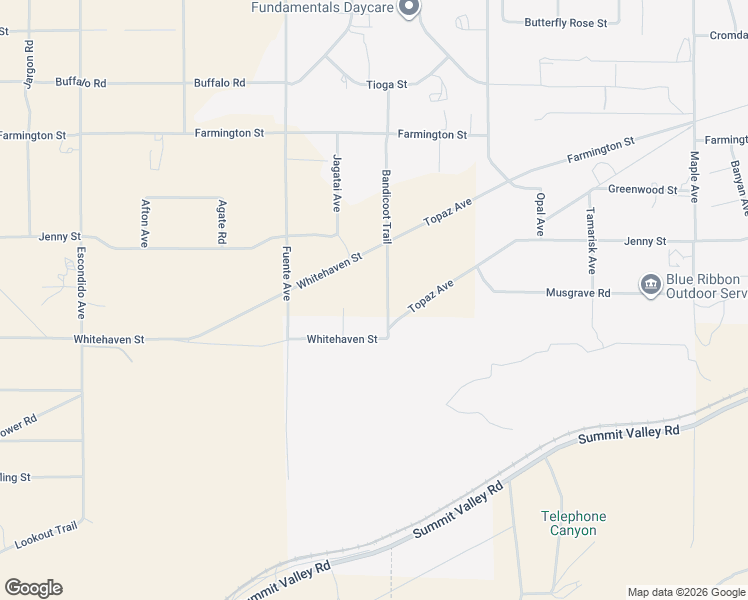 map of restaurants, bars, coffee shops, grocery stores, and more near Bandicoot Trail in Oak Hills