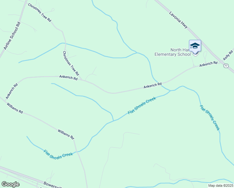 map of restaurants, bars, coffee shops, grocery stores, and more near 869 Ankerich Road in Bowersville