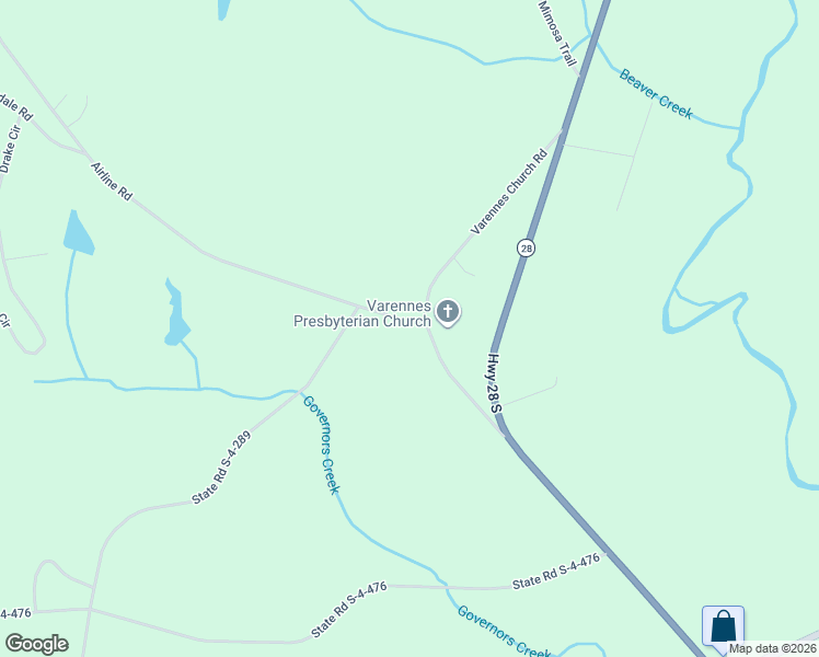 map of restaurants, bars, coffee shops, grocery stores, and more near 4923 Airline Road in Iva