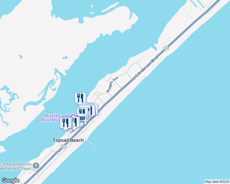 map of restaurants, bars, coffee shops, grocery stores, and more near 404 South Anderson Boulevard in Holly Ridge