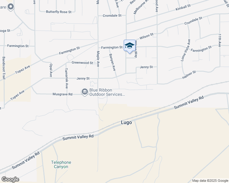 map of restaurants, bars, coffee shops, grocery stores, and more near 14587 Mulberry Street in Hesperia