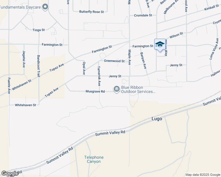 map of restaurants, bars, coffee shops, grocery stores, and more near 14388 Musgrave Road in Oak Hills