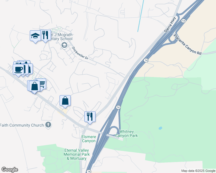 map of restaurants, bars, coffee shops, grocery stores, and more near 23775 Orange Blossom Drive in Santa Clarita