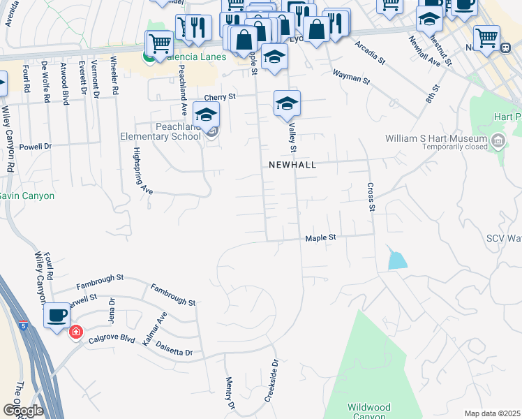 map of restaurants, bars, coffee shops, grocery stores, and more near 23501 Lloyd Houghton Place in Santa Clarita