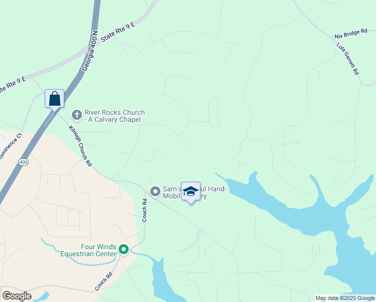 map of restaurants, bars, coffee shops, grocery stores, and more near 604 Oak Forest Drive in Dawsonville