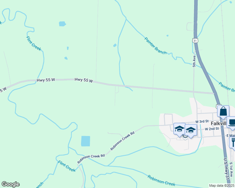 map of restaurants, bars, coffee shops, grocery stores, and more near 378 West Pike Road in Falkville