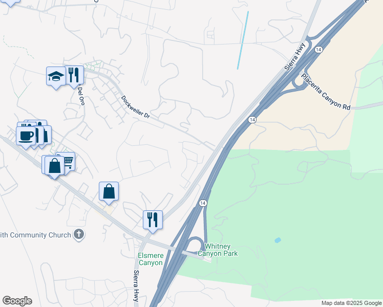 map of restaurants, bars, coffee shops, grocery stores, and more near 20912 Silvergate Way in Santa Clarita