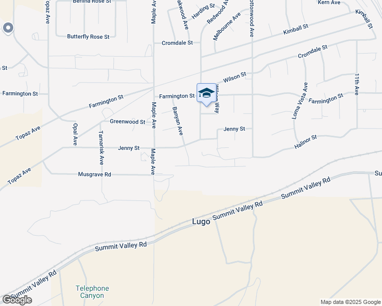 map of restaurants, bars, coffee shops, grocery stores, and more near 6701 Banyan Avenue in Hesperia