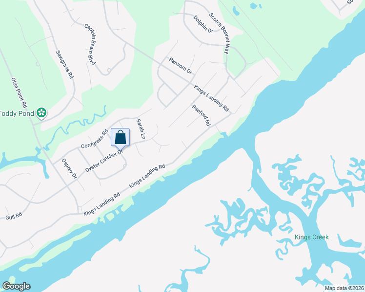 map of restaurants, bars, coffee shops, grocery stores, and more near 1388 Kings Landing Road in Hampstead