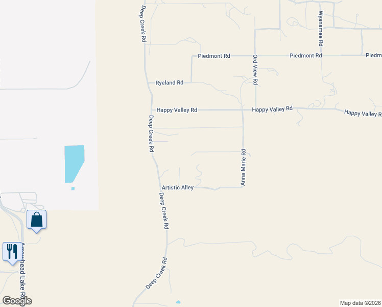 map of restaurants, bars, coffee shops, grocery stores, and more near 6725 Deep Creek Road in Apple Valley
