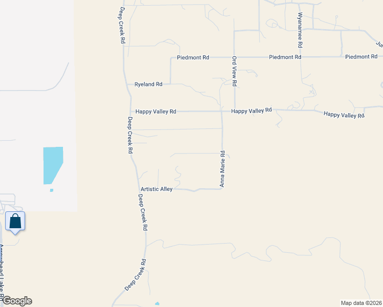map of restaurants, bars, coffee shops, grocery stores, and more near Rox Road in San Bernardino County