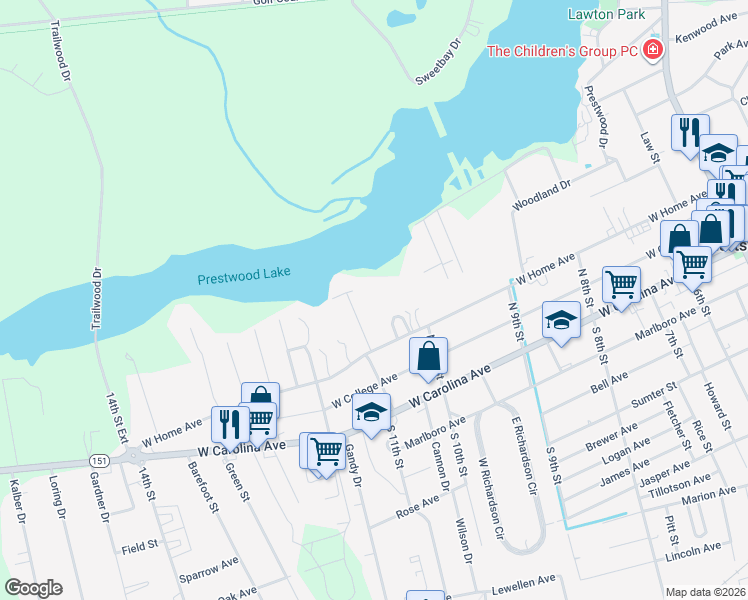 map of restaurants, bars, coffee shops, grocery stores, and more near 620 West Home Avenue in Hartsville