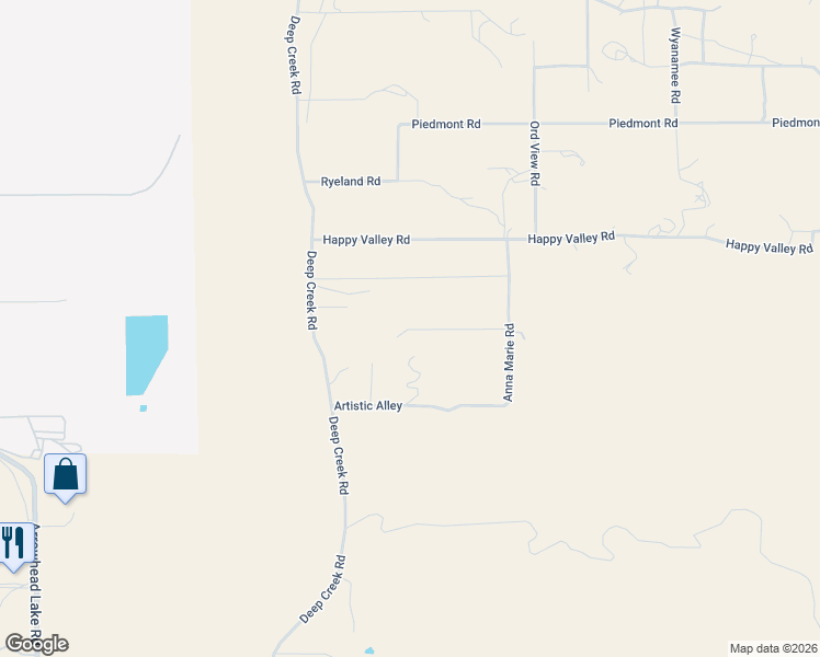 map of restaurants, bars, coffee shops, grocery stores, and more near 6725 Deep Creek Road in Apple Valley