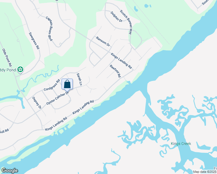 map of restaurants, bars, coffee shops, grocery stores, and more near 1406 Kings Landing Road in Hampstead
