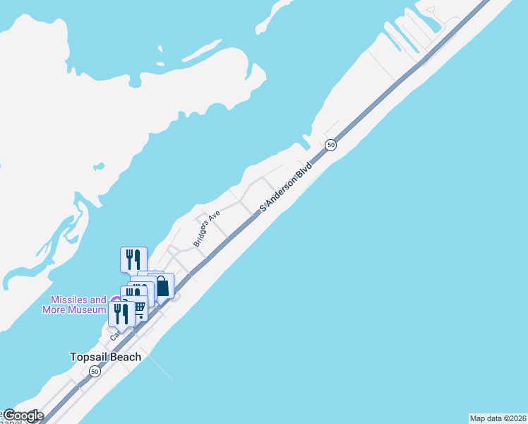 map of restaurants, bars, coffee shops, grocery stores, and more near 211 South Anderson Boulevard in Holly Ridge