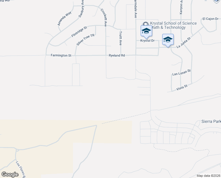 map of restaurants, bars, coffee shops, grocery stores, and more near 6600 Crockett Avenue in Hesperia