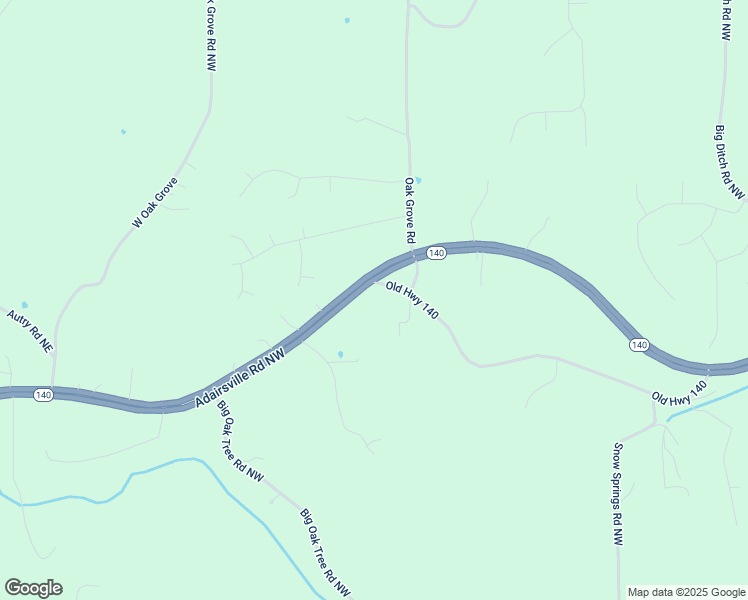map of restaurants, bars, coffee shops, grocery stores, and more near Highway 140 Northwest in Adairsville