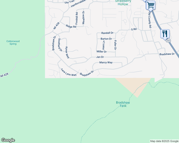 map of restaurants, bars, coffee shops, grocery stores, and more near 2983 Mary Gay Circle in Pine