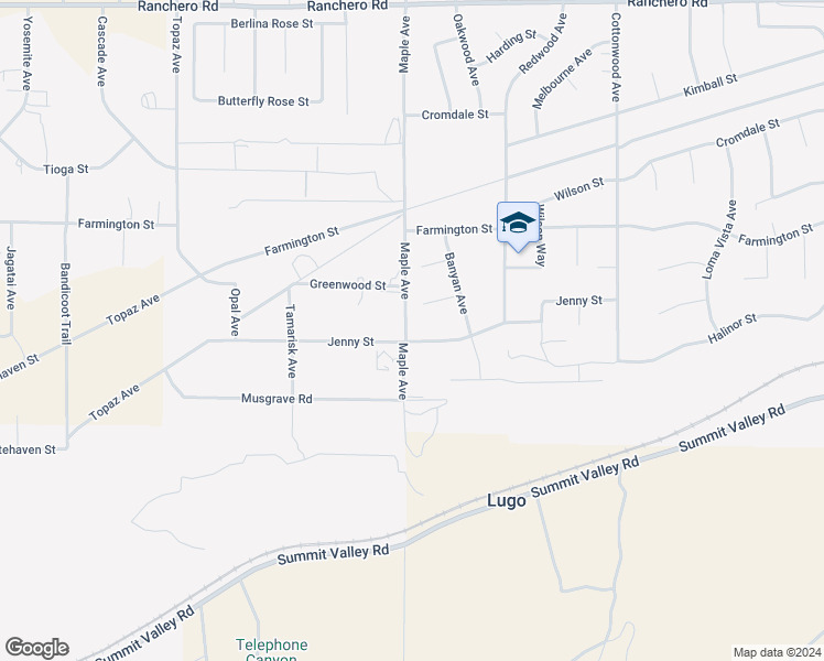 map of restaurants, bars, coffee shops, grocery stores, and more near 14512 Jenny Street in Hesperia