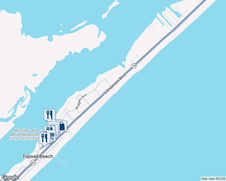 map of restaurants, bars, coffee shops, grocery stores, and more near 211 South Anderson Boulevard in Holly Ridge