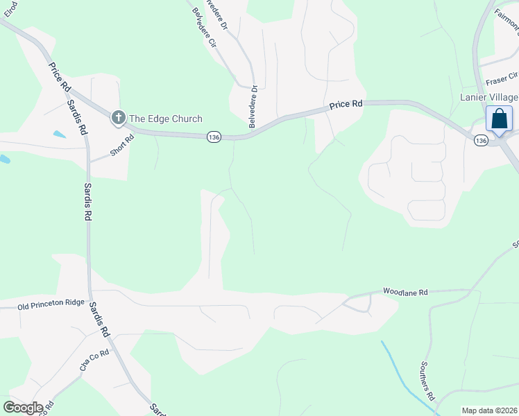 map of restaurants, bars, coffee shops, grocery stores, and more near 4009 Price Road in Gainesville